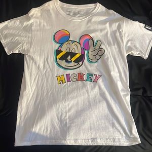 L White Mickey Mouse shirt